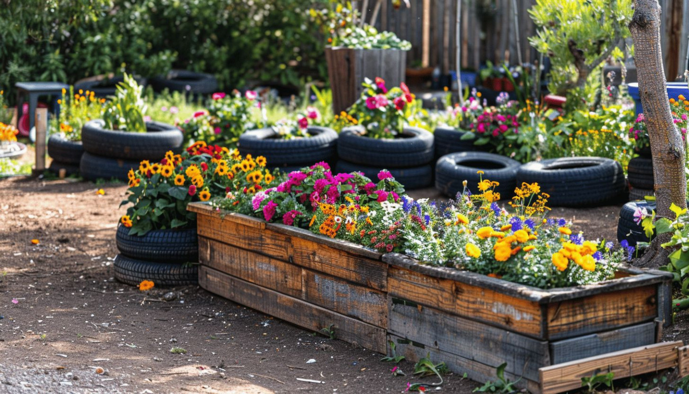 Utilisation de matériaux recyclés dans l'aménagement du jardin idées créatives et écologiques